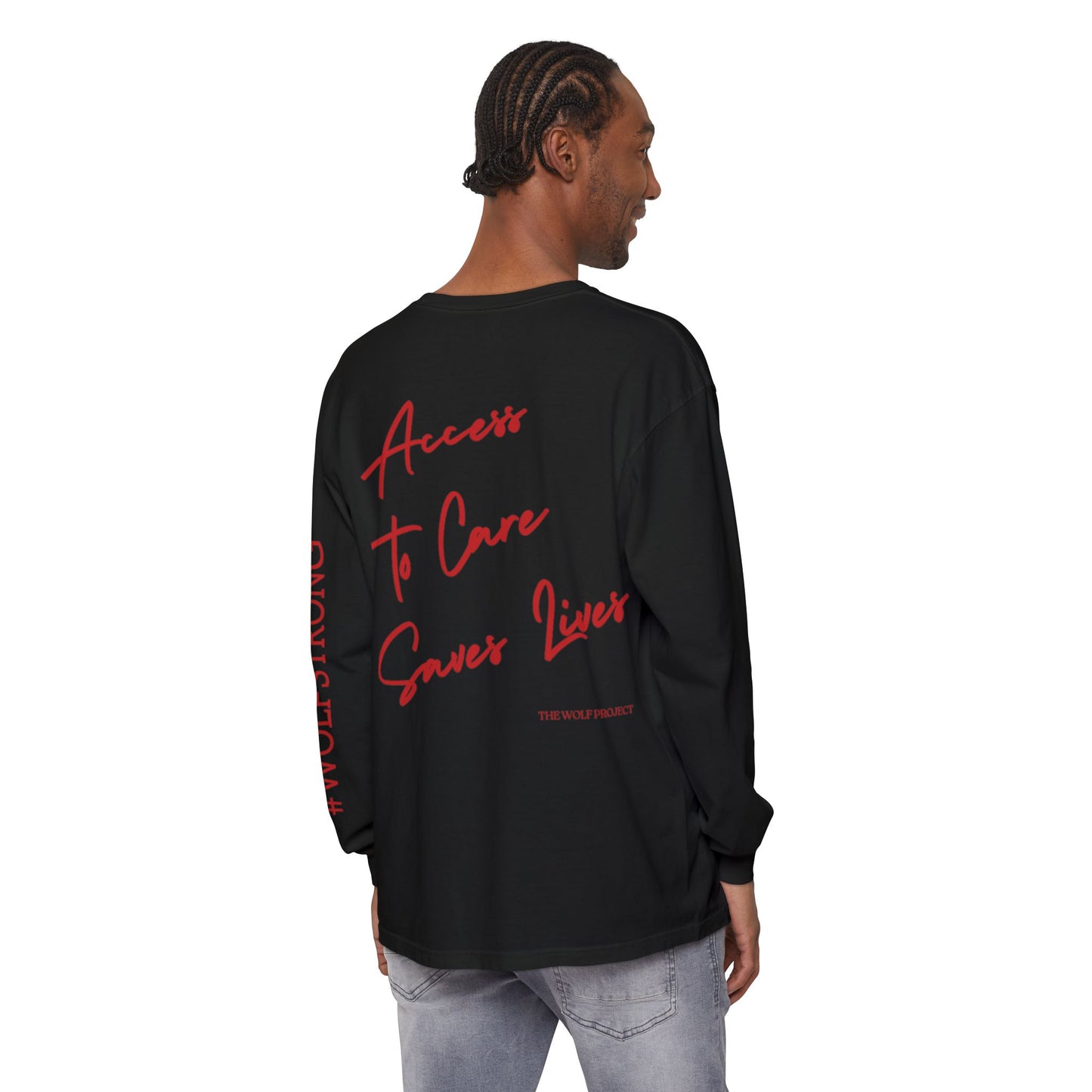 The Wolf Project- Access to Care Saves Lives (logo) Long Sleeve T-Shirt