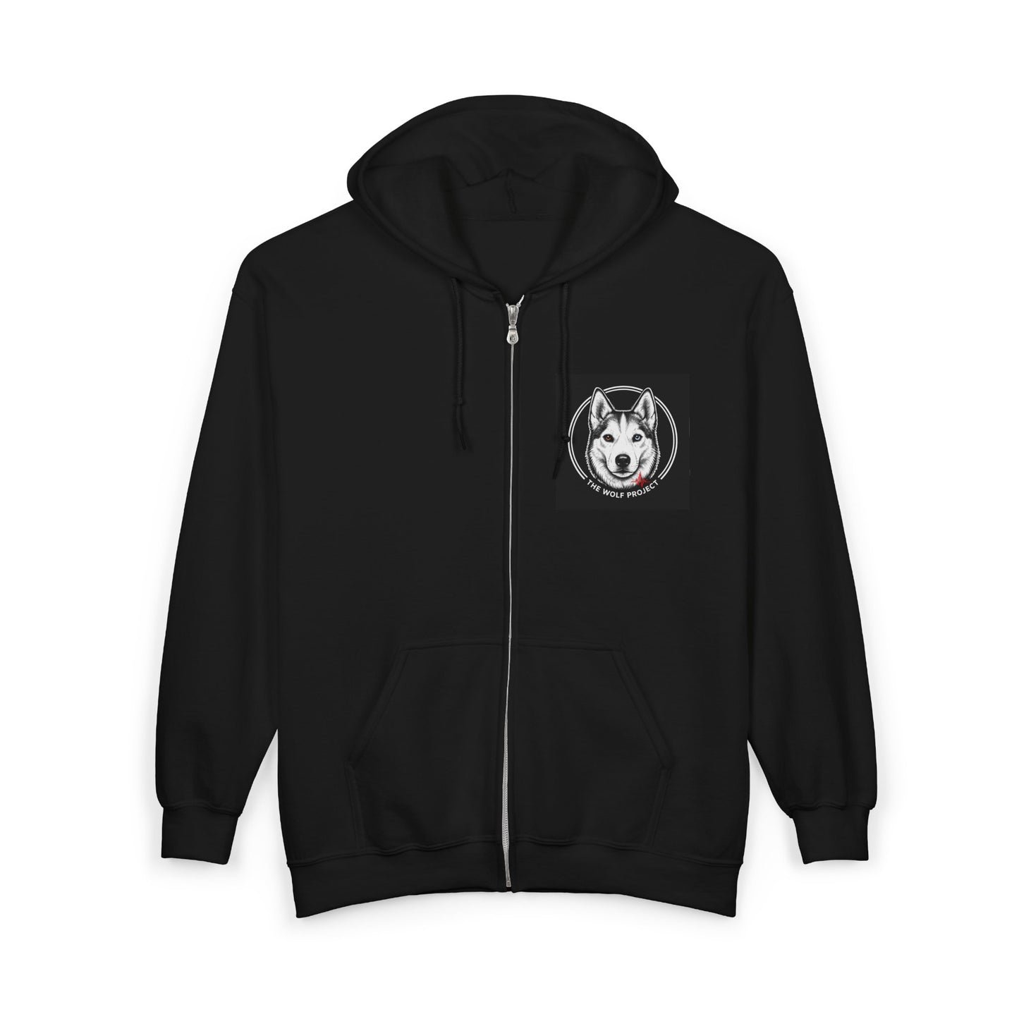 Husky Logo Full-Zip Hoodie — "Always to Care, Serve & Rescue" Graphic Jacket