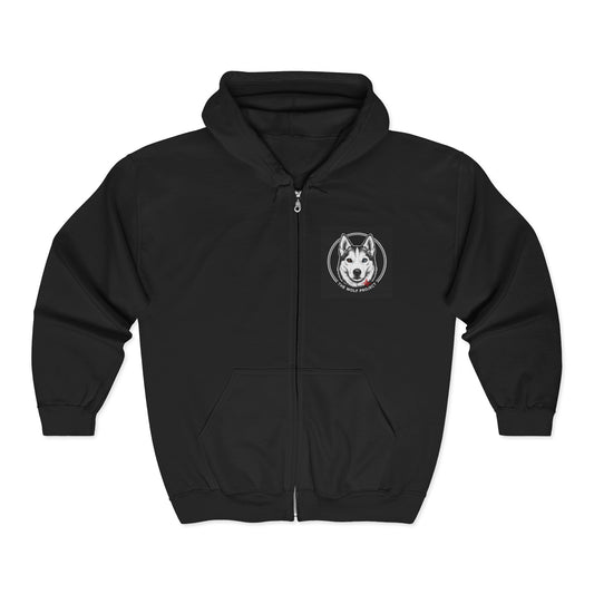 Husky Logo Full-Zip Hoodie — "Always to Care, Serve & Rescue" Graphic Jacket